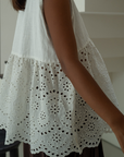 VALERIE - WHITE Broderie & Ramie Top