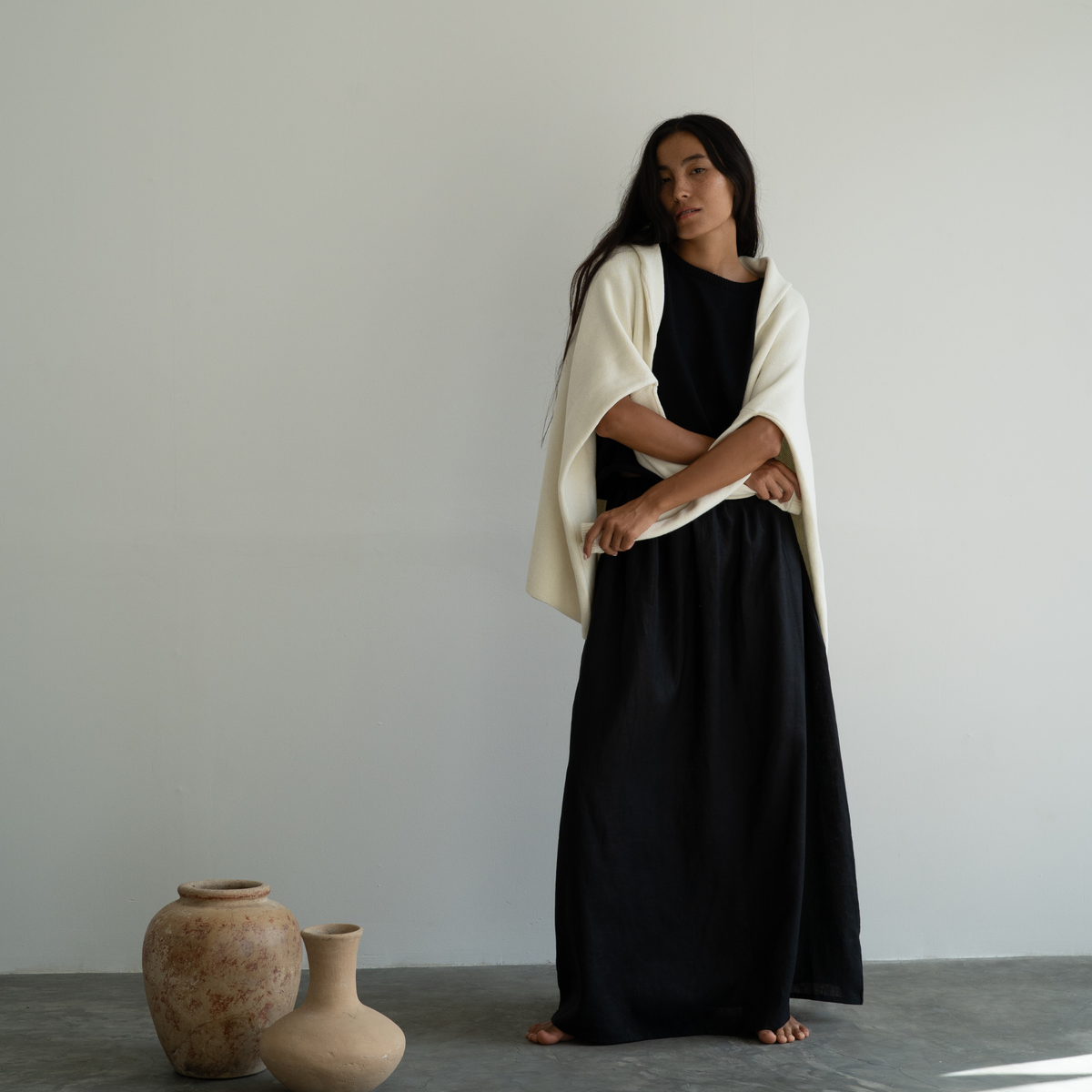 RAE - BLACK Linen Skirt