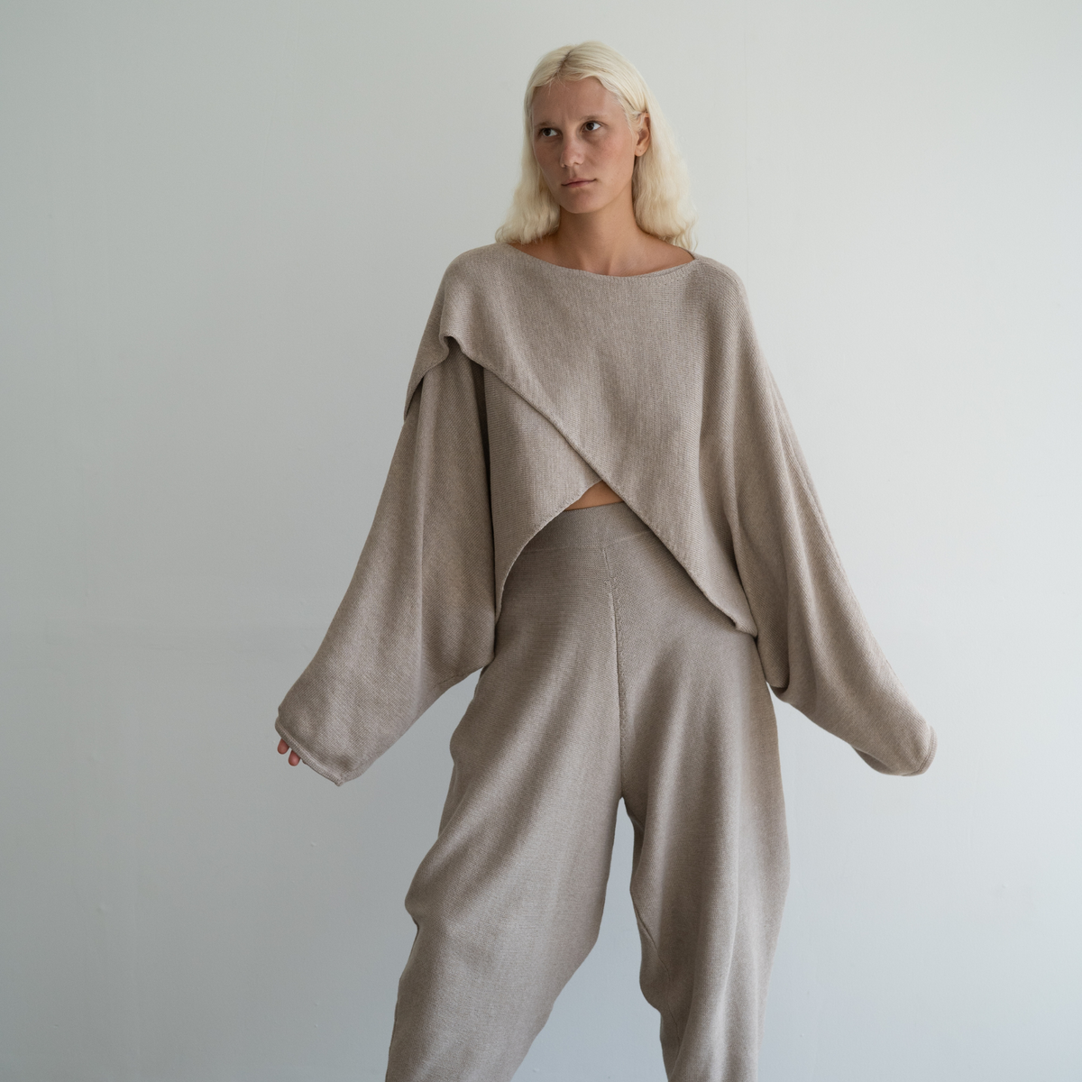 OPHELIA - Fawn Knit Cross Sweater