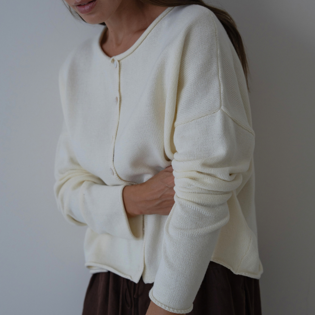 ETTA - Cream Buttoned Knit Cardigan