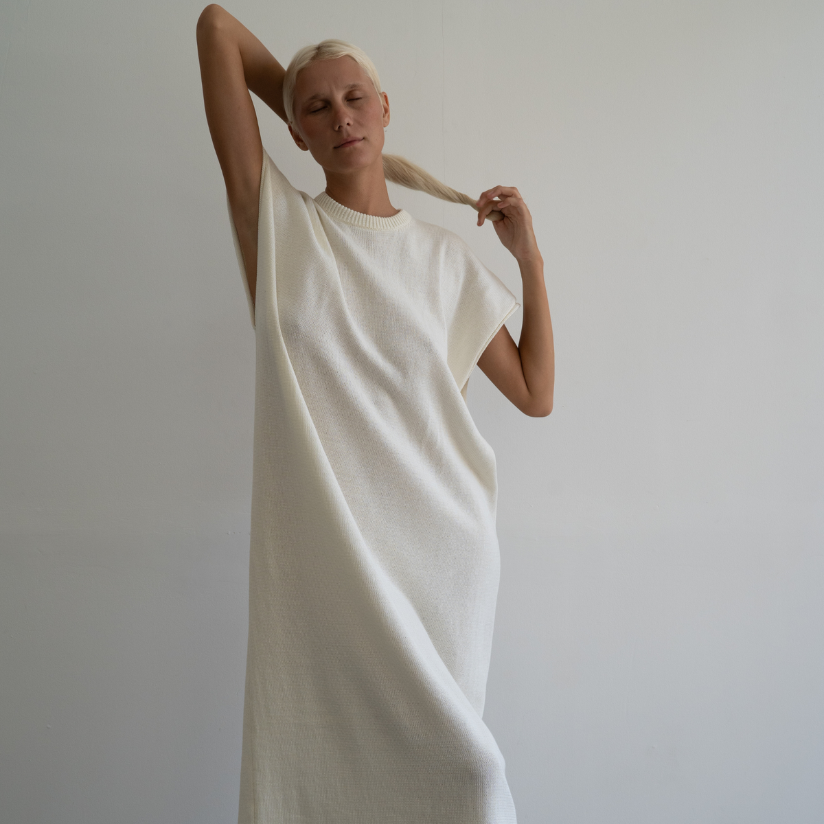 IONE - CREAM Knit Sack Dress