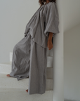 YOLLIE - WISTERIA Linen Gingham Voluminous Pant