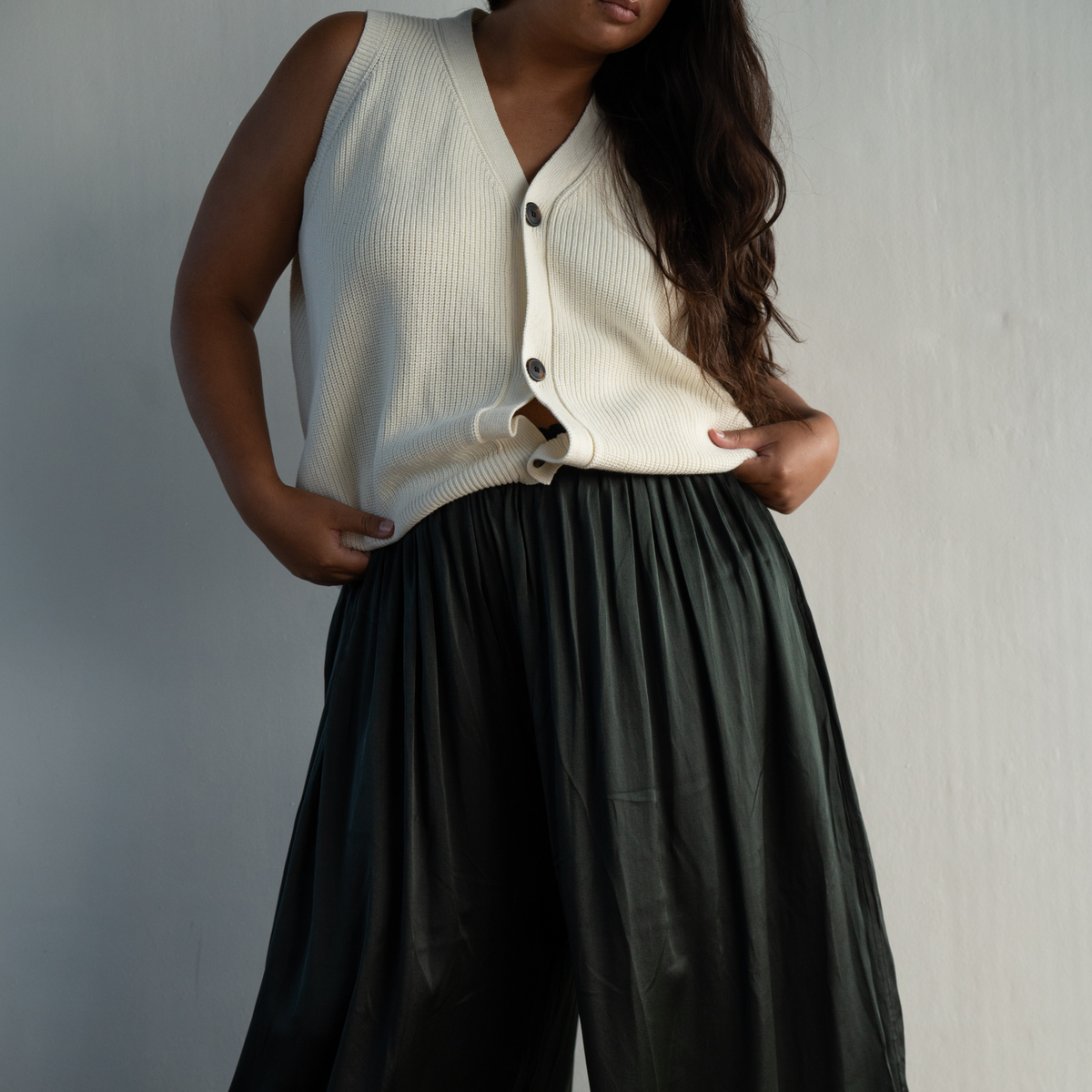ARTHUR -  CREAM Buttoned Knit Vest