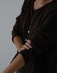 ETTA - Chocolate Buttoned Knit Cardigan