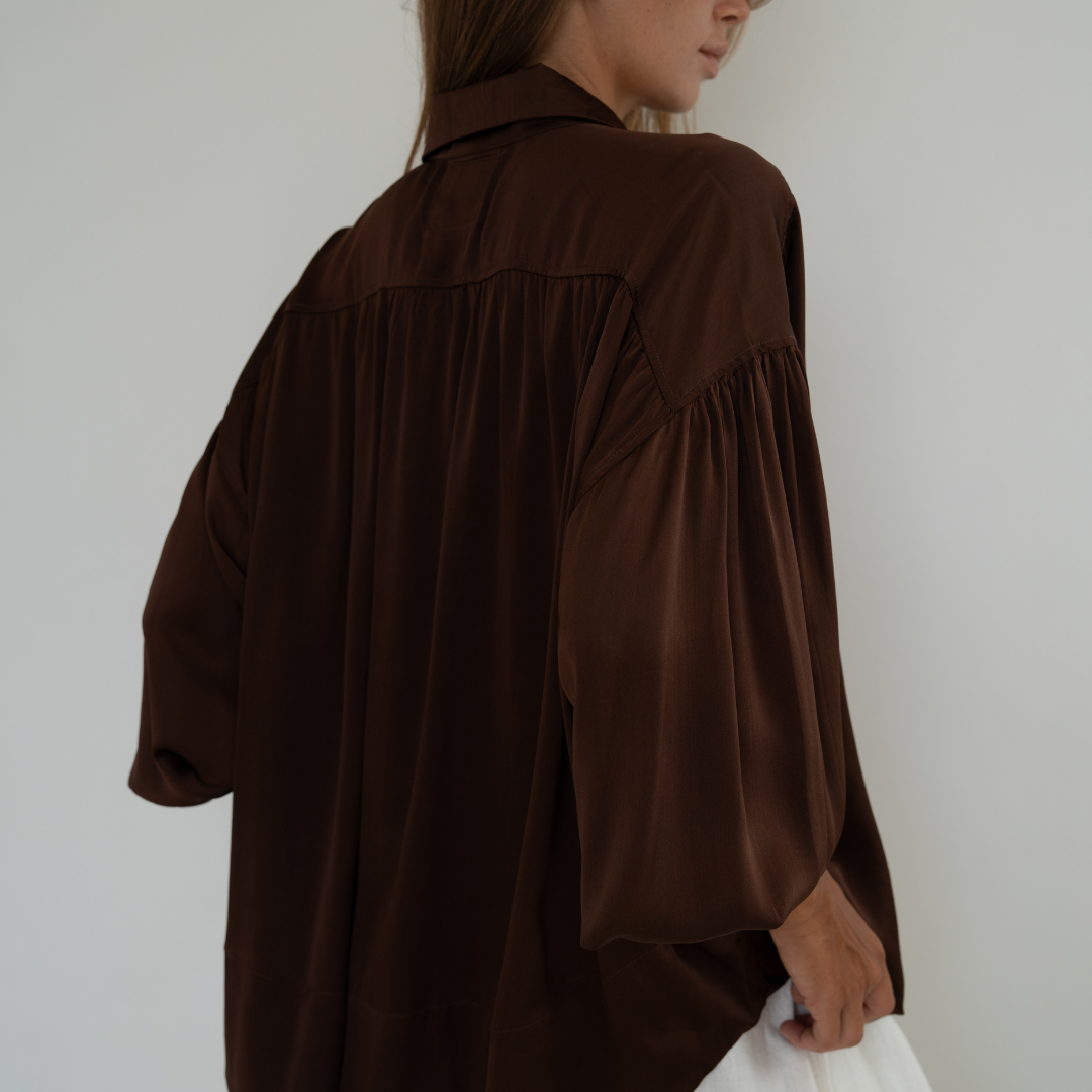 NINA - BURGUNDY Silk Blouse