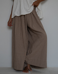 YOLLIE - CINNAMON Linen Gingham Voluminous Pant