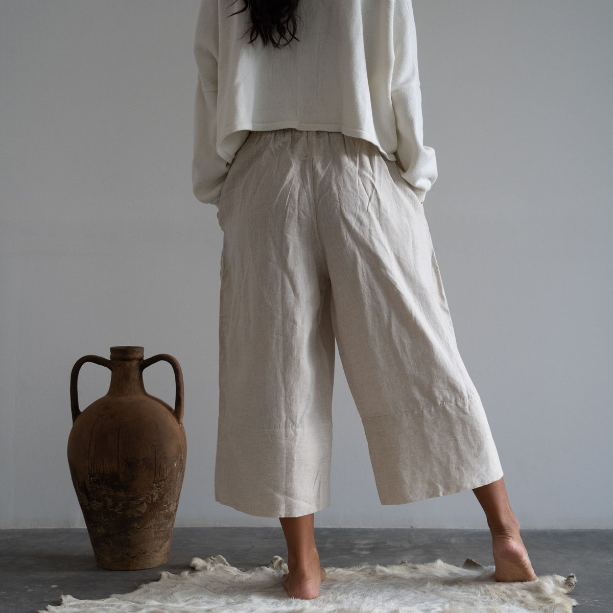 ATILLA - NATURAL Linen Cascade Pant