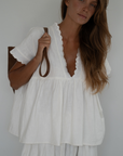 ONDINE - WHITE Scalloped Ramie Blouse