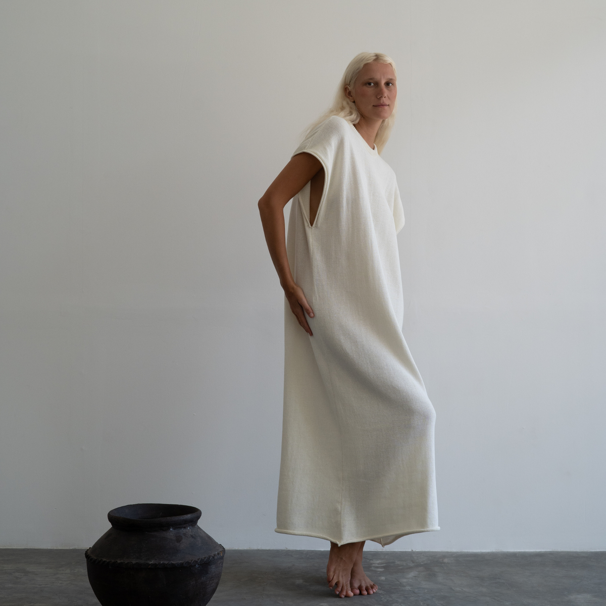 IONE - CREAM Knit Sack Dress