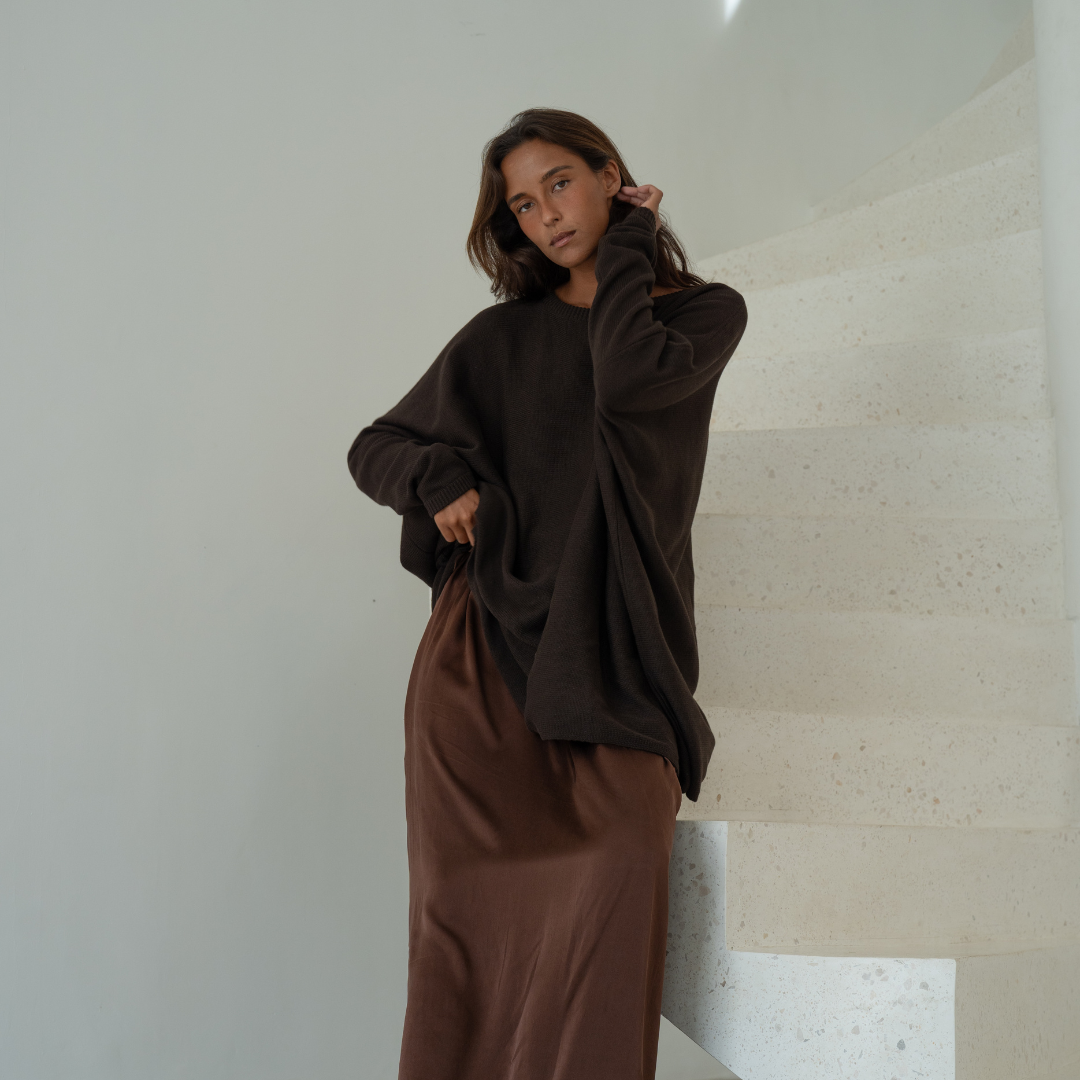 NIAMH - CHOCOLATE Oversized Knit Sweater