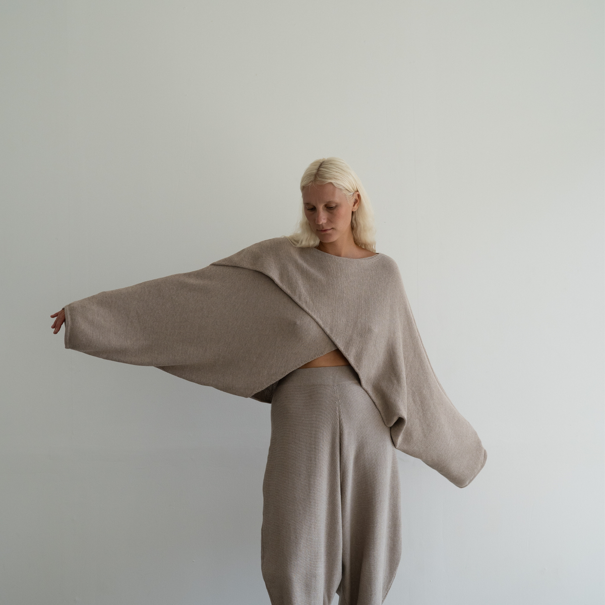 OPHELIA - Fawn Knit Cross Sweater