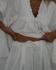 MARLO PLEAT - WHITE Ramie Pant