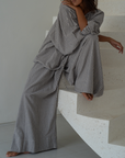 YOLLIE - WISTERIA Linen Gingham Voluminous Pant