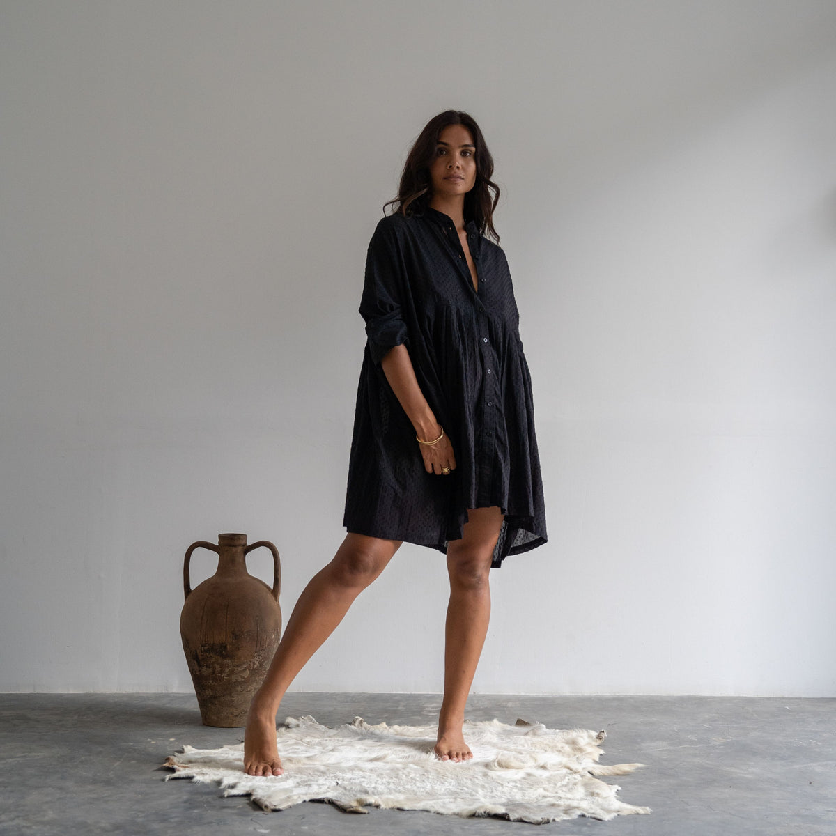 AIDEN - BLACK Buttoned Dress