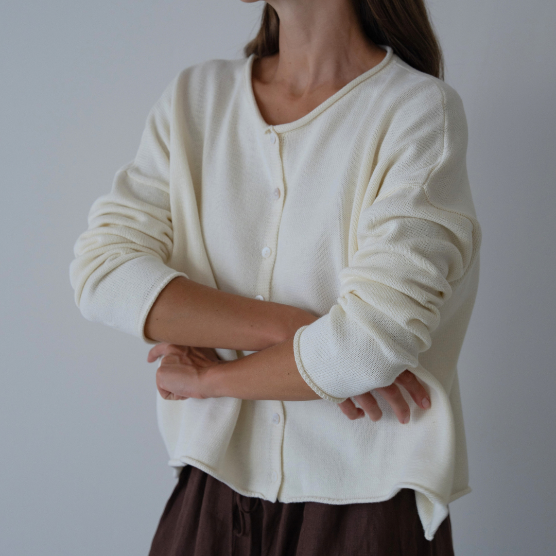ETTA - Cream Buttoned Knit Cardigan
