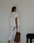 ONDINE - WHITE Scalloped Ramie Blouse