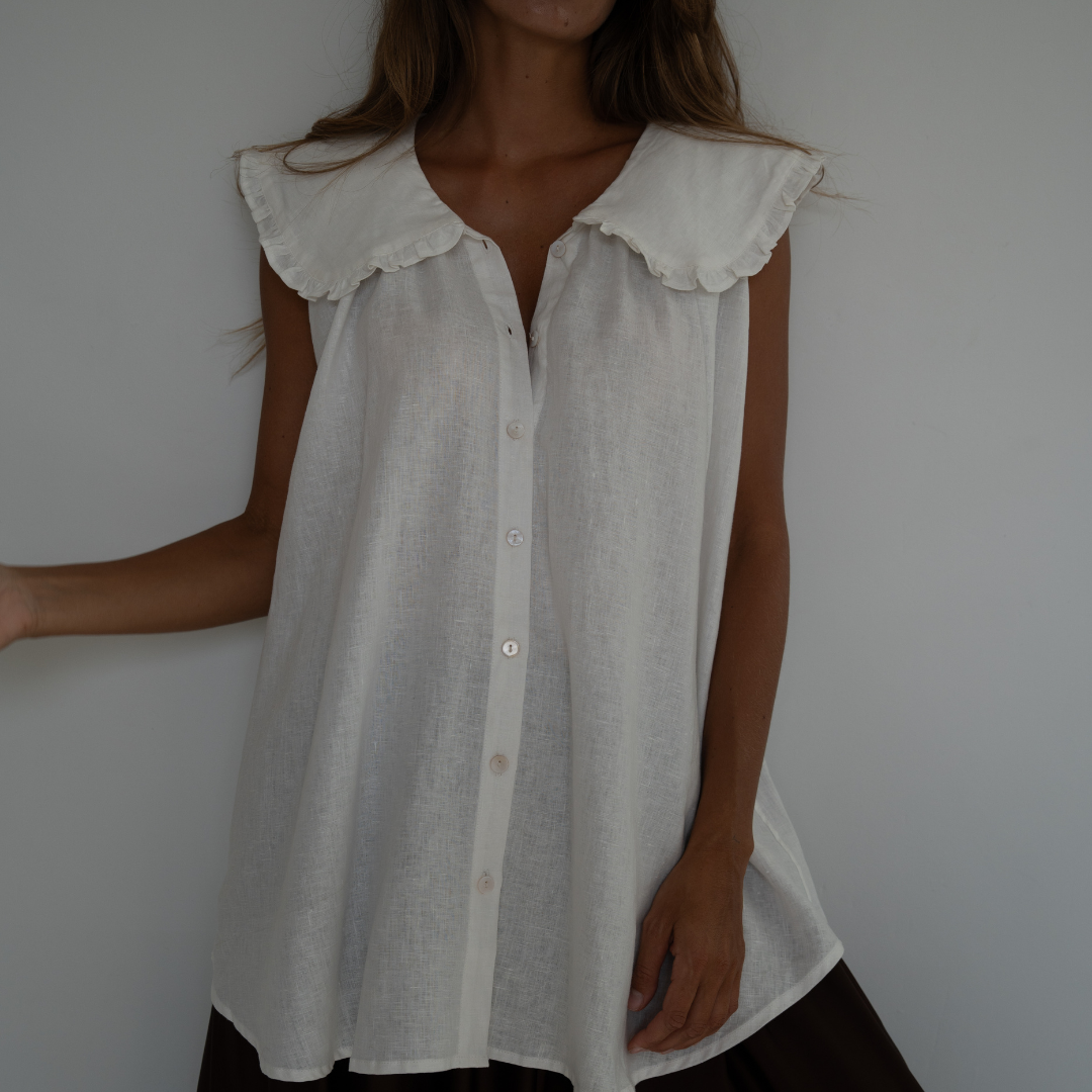 ANNE - WHITE Linen Blouse
