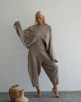 ELKE - FAWN Knit Volume Pant