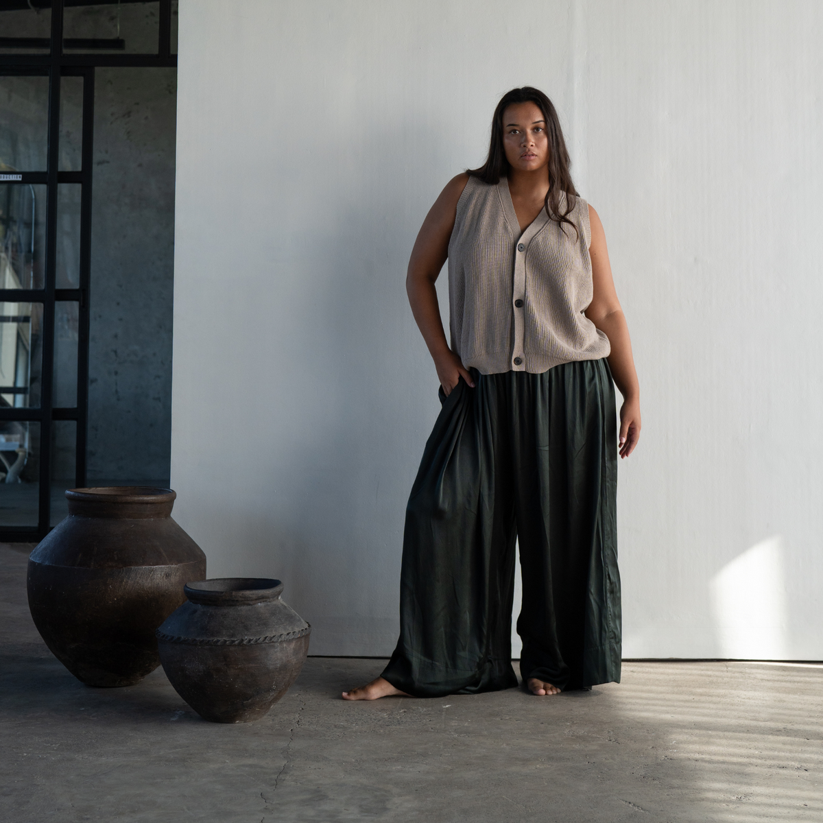 CLIVE - BLACK SILK Voluminous Pant