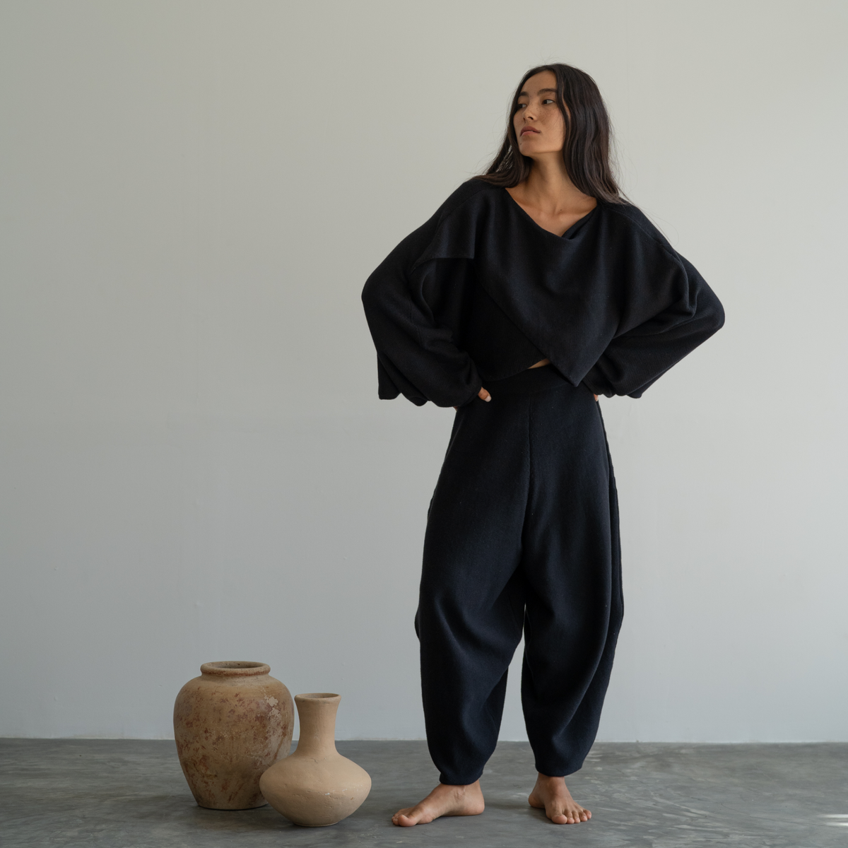 OPHELIA - Black Knit Cross Sweater