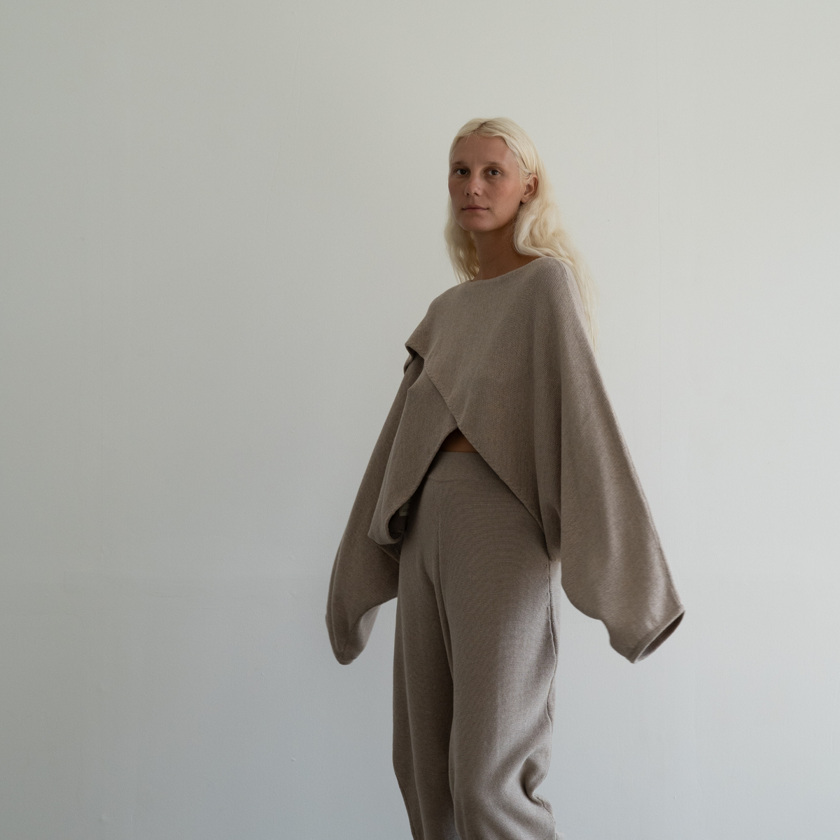 OPHELIA - Fawn Knit Cross Sweater