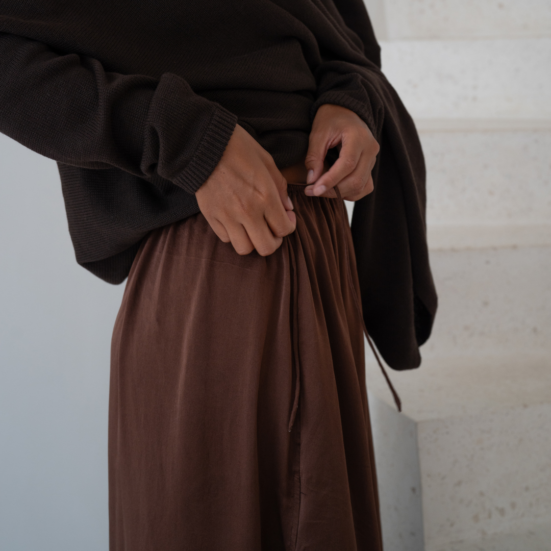 MADELINE - BURGUNDY Silk Skirt