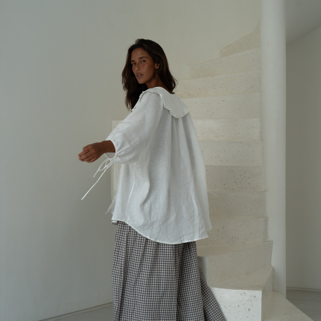 LILIANNE - WHITE Linen Blouse