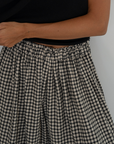 YOLLIE - BLACK Linen Gingham Voluminous Pant