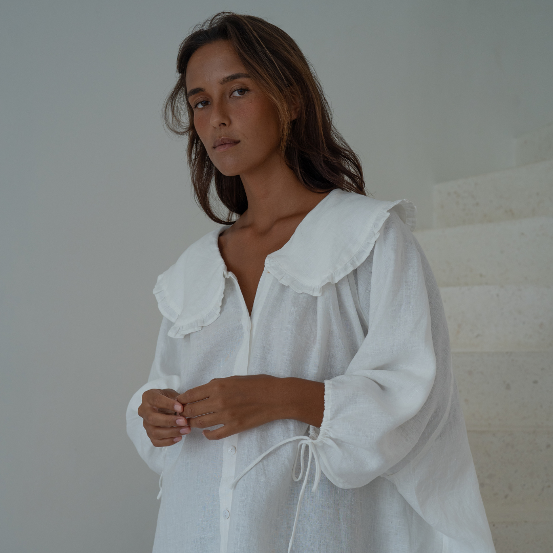 LILIANNE - WHITE Linen Blouse