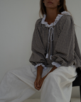 ESME - WISTERIA Gingham & Lace Blouse