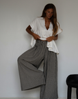 YOLLIE - BLACK Linen Gingham Voluminous Pant
