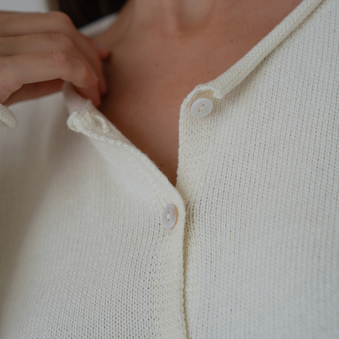 ETTA - Cream Buttoned Knit Cardigan