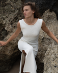 THEA - CREAM Scoop Back Knit Dress