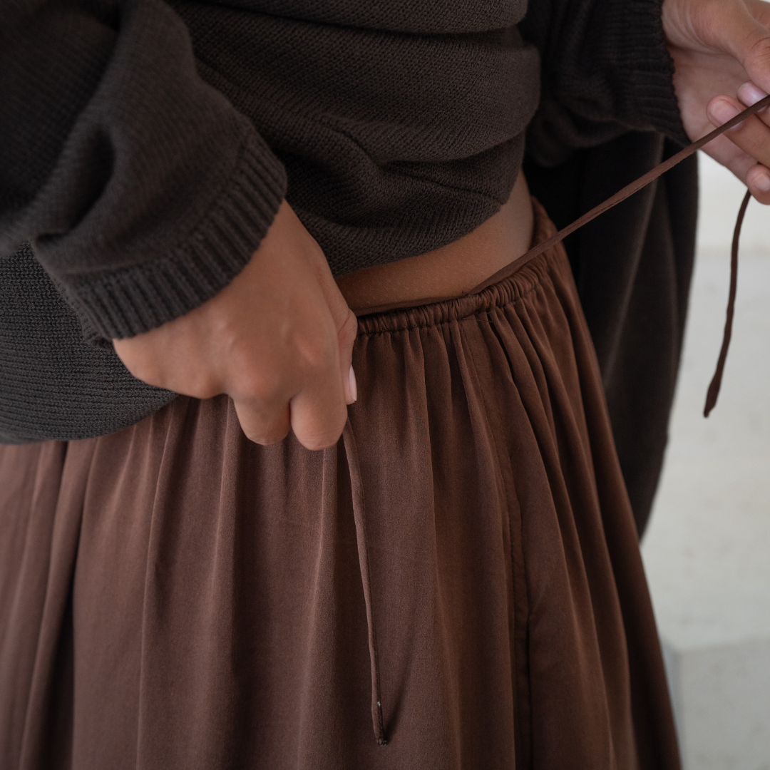 MADELINE - BURGUNDY Silk Skirt