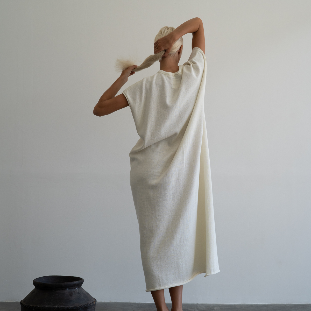 IONE - CREAM Knit Sack Dress