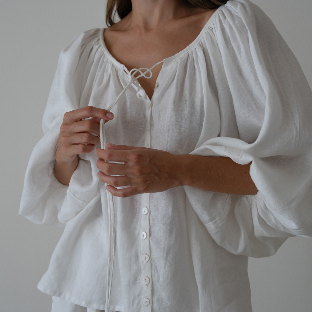 FAITH - White Linen Blouse