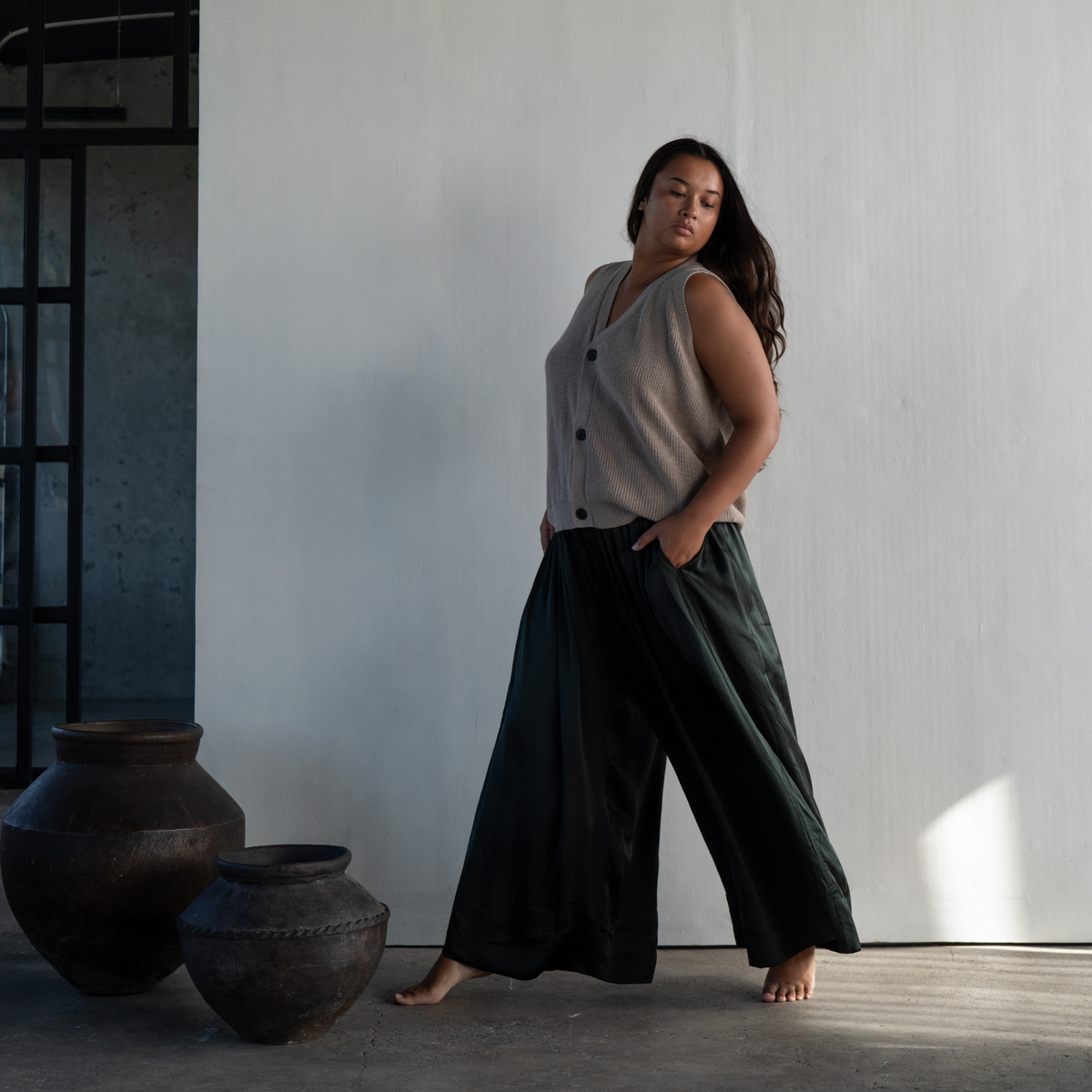 CLIVE - BLACK SILK Voluminous Pant