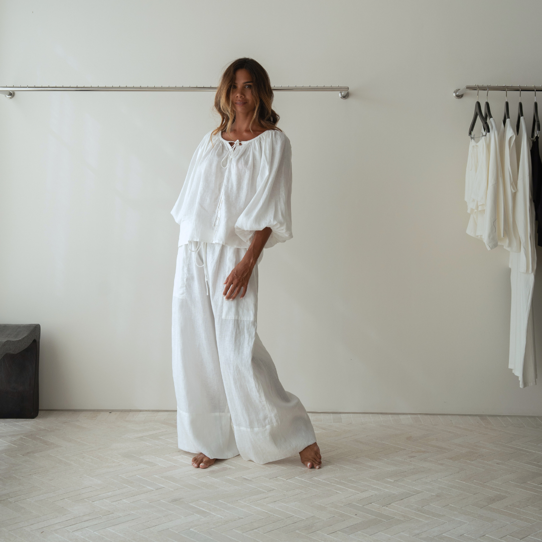EZRA - White Linen Pant