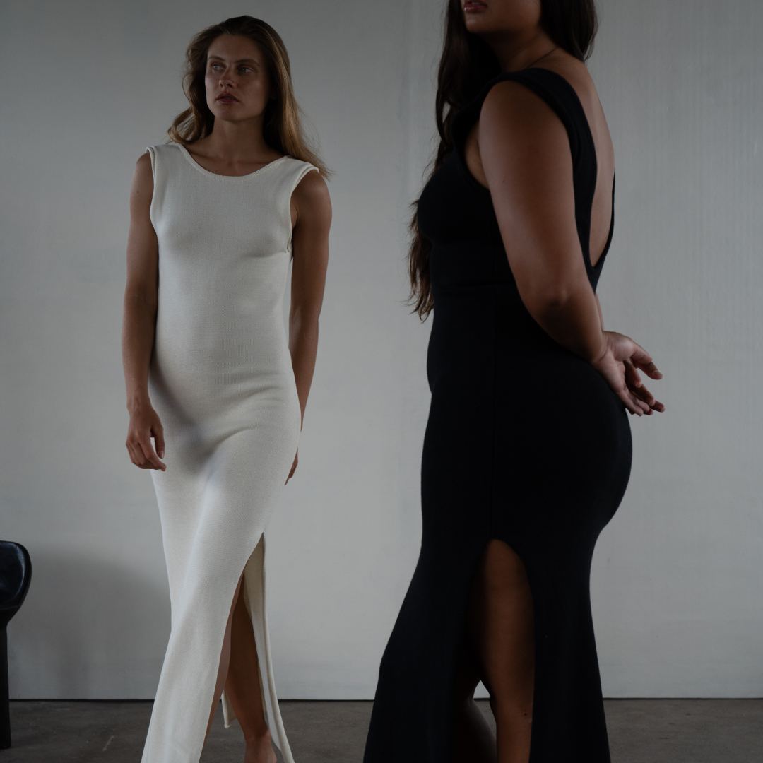 THEA - BLACK Scoop Back Knit Dress