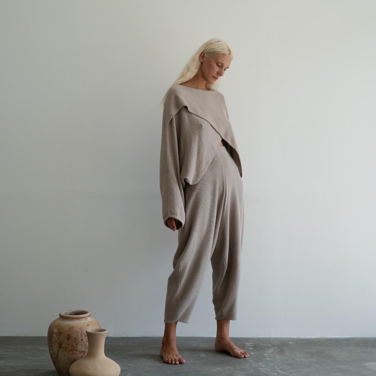 ELKE - FAWN Knit Volume Pant