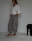MARLO PLEAT - WISTERIA GINGHAM Linen Pant