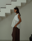 VALERIE - WHITE Broderie & Ramie Top