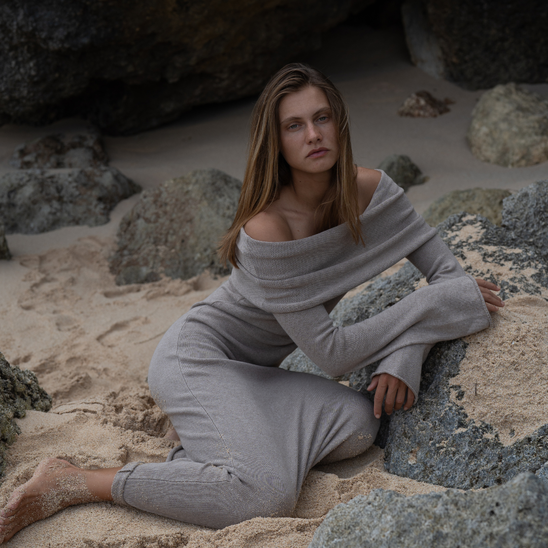 JOLIE - FAWN Cowl Neckline Dress