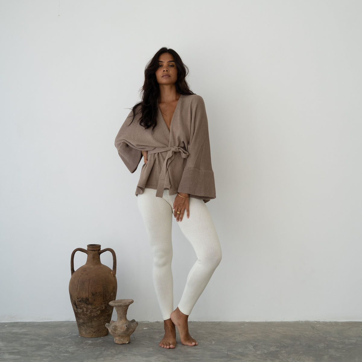 MARK - FAWN Knit Wrap Cardigan