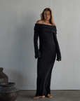 JOLIE - BLACK Cowl Neckline Dress