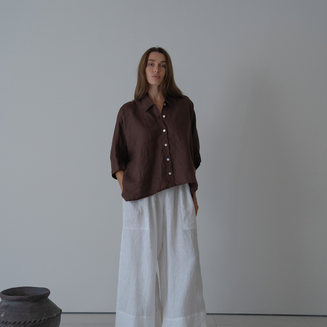 ELIZA - Chocolate Linen Shirt