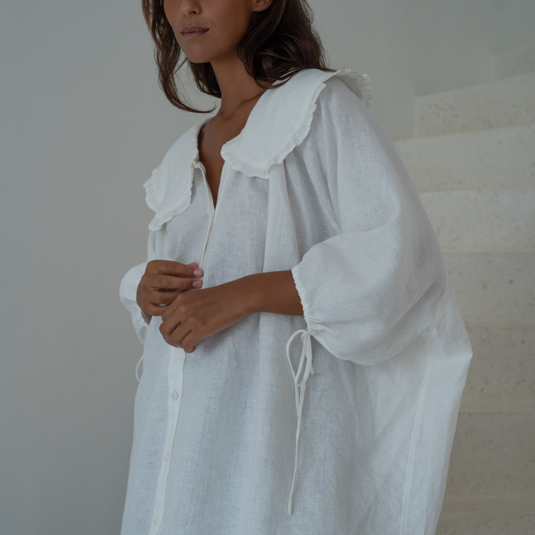LILIANNE - WHITE Linen Blouse