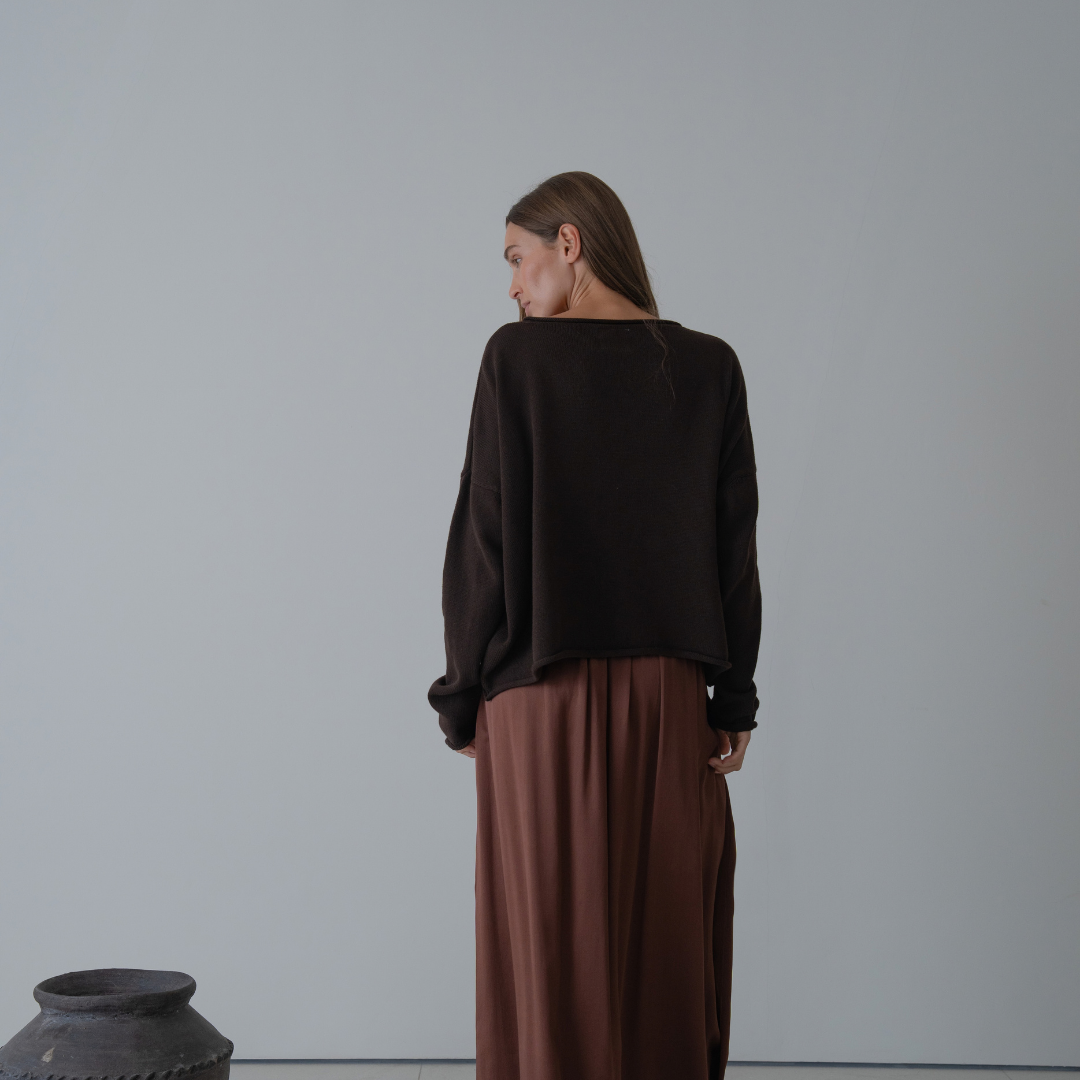 ETTA - Chocolate Buttoned Knit Cardigan