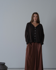 ETTA - Chocolate Buttoned Knit Cardigan