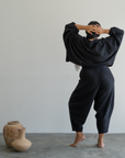 ELKE - BLACK Knit Volume Pant
